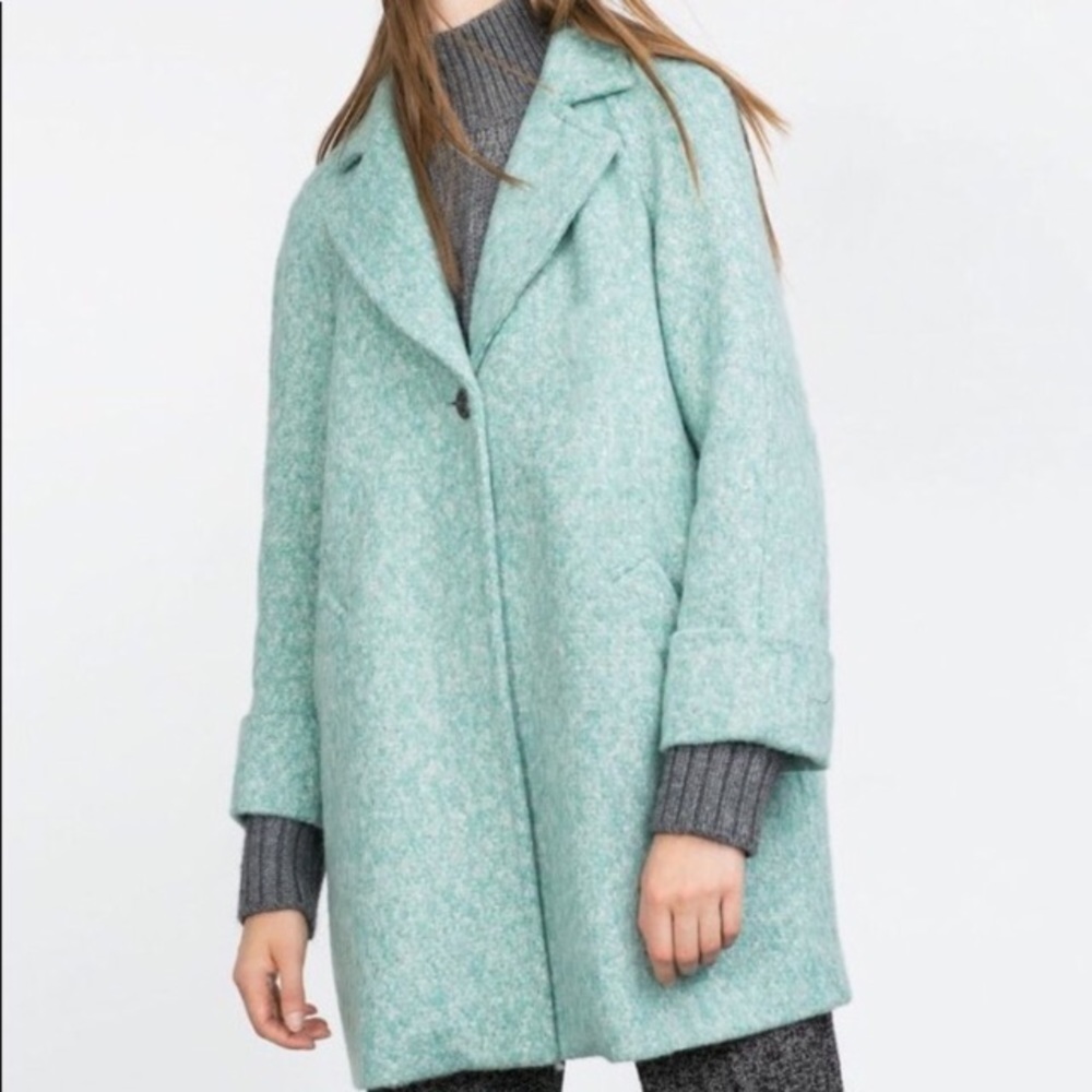 NWT ZARA Basic Outerwear, mint blue coat